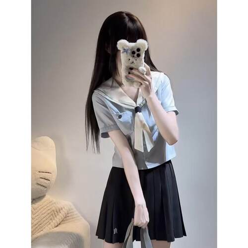 花铃太太jk制服名古女高水手领短袖衬衫女夏毕业季校供感上衣学院