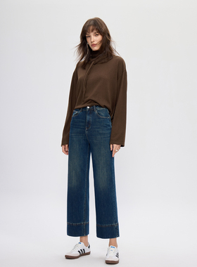 YC遇初341【四面弹】秋季九分直筒牛仔裤女显瘦气质通勤法棍裤子