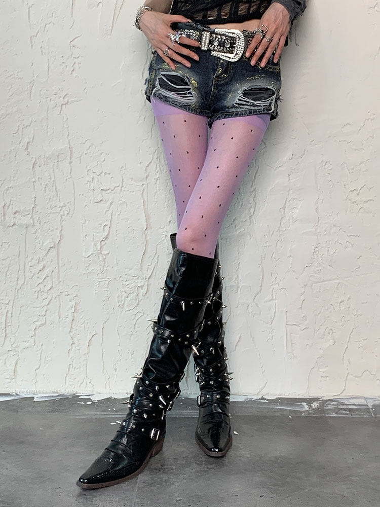 BOKIOR BOZI 와인 캔디 도트 시부야 퍼플 Y2K 밀레니얼 고스 틈새 고대 및 초기 핫 걸스 유럽과 미국의 하이 스트리트