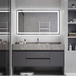 池轻奢台岩板陶瓷无缝一体盆实木智能浴室柜洗手洗脸盆柜柜254洗