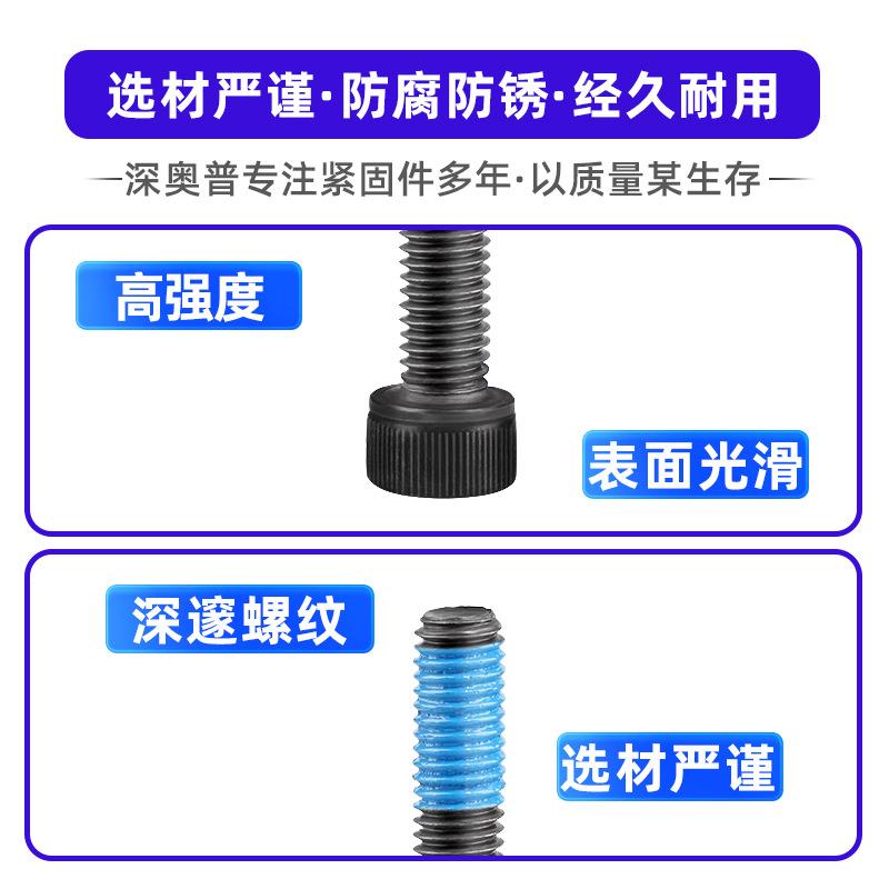 m3m24碳黑钢圆-柱头点胶防松1211防滑螺钉2.9级高强度杯头内六角
