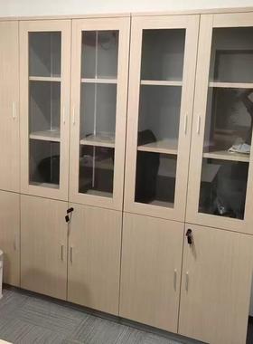 柜木HS001门质储物柜落地资料柜档文案柜家用带玻璃收纳柜办公室