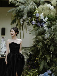 法式 晚礼服蓬蓬裙 黑色缎面抹胸宴会年会生日派对轻奢仙气森系时尚