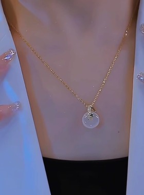 项链女超仙竹节白色平安扣网红爆款气质高级感宫廷饰品颈链锁骨链