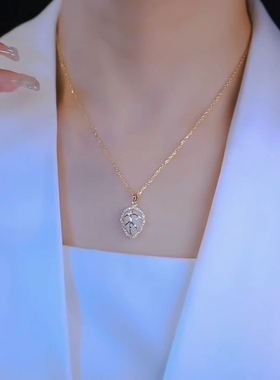 法式微镶树叶钛钢项链气质时尚设计感精致锁骨链小众个性百搭颈链