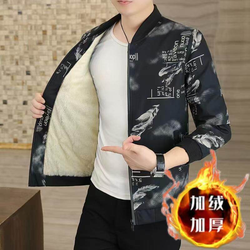 秋冬款修身夹克外套加绒