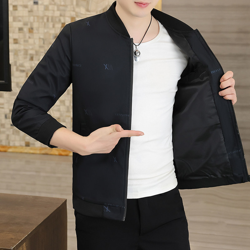 春秋季新款立领夹克外套男士休闲潮流韩版修身青年薄款高档夹克衫