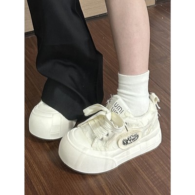 小众帆布鞋女夏季2025年新款原创设计云朵小白鞋女学院风透气鞋