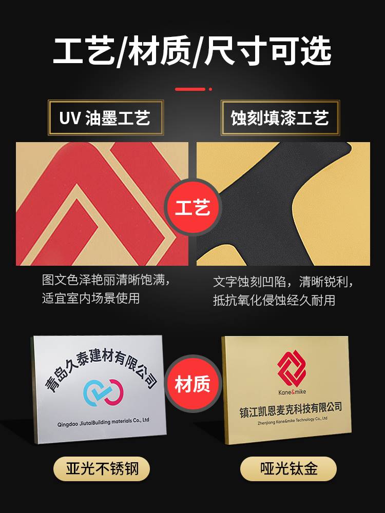 不锈钢牌匾广告牌公司门牌门头招牌子铜牌定做定制标识挂牌订制作