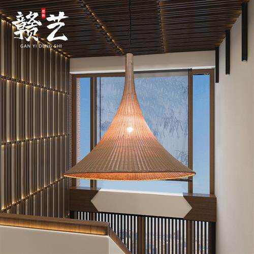 厂家直供藤艺吊灯东南亚酒店大堂餐厅民宿楼梯间大灯藤艺长吊灯