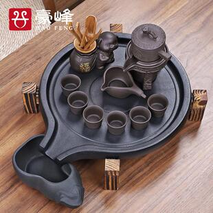 家用功夫陶瓷茶壶石磨茶盘茶道茶台一体配件 豪峰紫砂自动茶具套装
