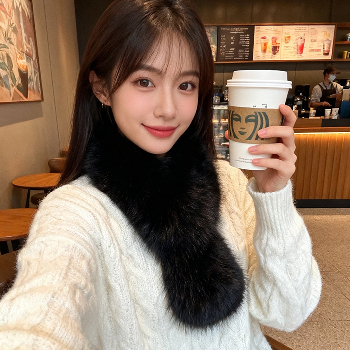 狐狸毛围巾女冬季韩版百搭双面毛皮草毛毛领子兔毛毛绒磁吸扣围脖