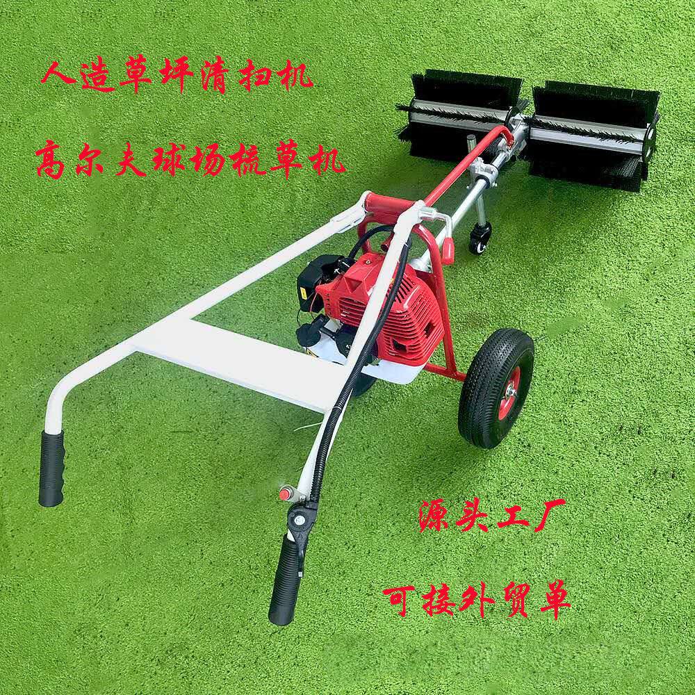 厂家现货人造草场草坪清理清扫机 手推汽油动力梳草机刷草机