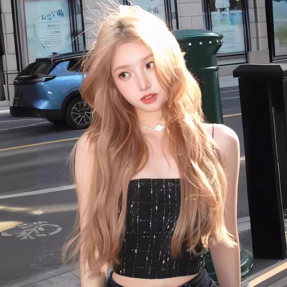 白金色大波浪假发女长卷发