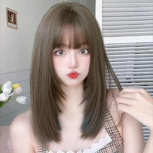 假发女长发网红感少女层次感长直发全头套网红锁骨中长发挂耳染短