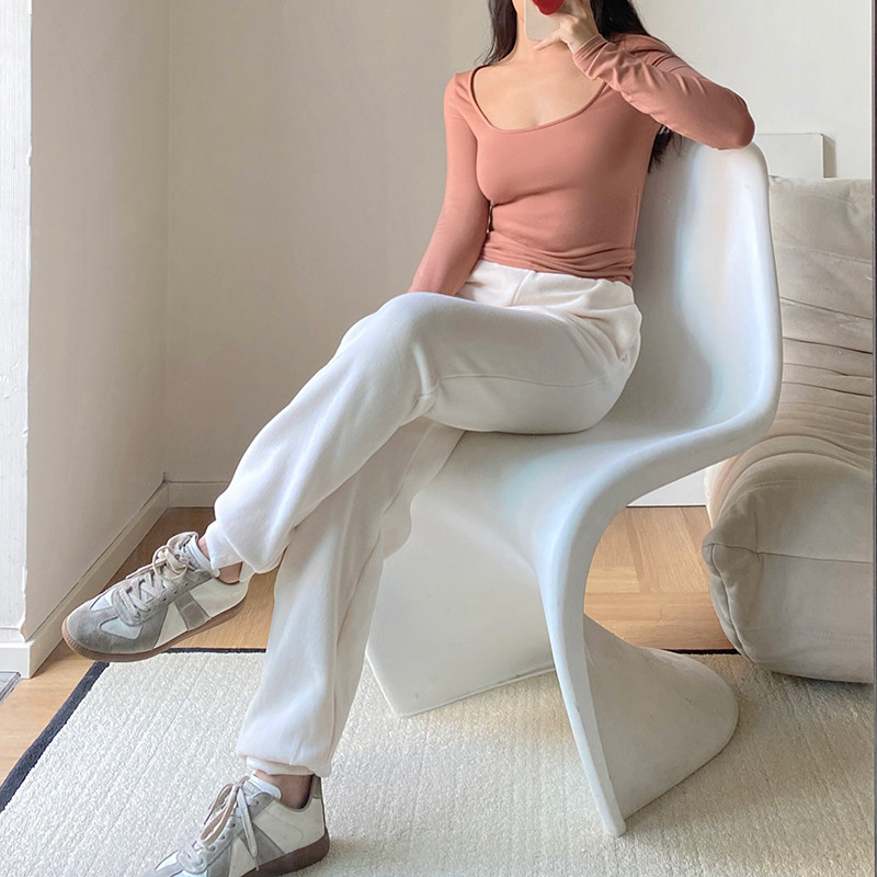 ooh itch痒痒 摇粒绒卫衣裤双面羊羔绒休闲裤百搭束脚口直筒长裤