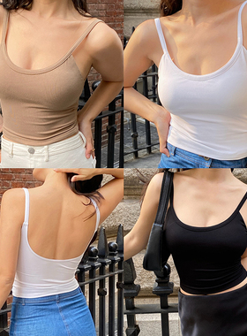ooh itch痒痒 带胸垫吊带背心女基础百搭辣妹短款露背无袖上衣