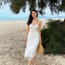 ooh itch痒痒 白色蕾丝连衣裙性感纯欲法式复古吊带背心朱莉套装