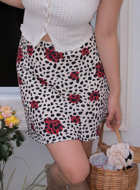 ooh itch痒痒 法式复古豹纹印花半身裙纯欲性感修身显瘦a字短裙