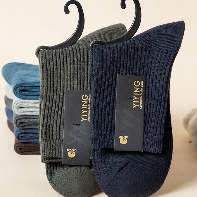 新疆棉男士长筒纯棉袜子男春秋季加厚中筒袜透气防臭吸汗全棉黑色