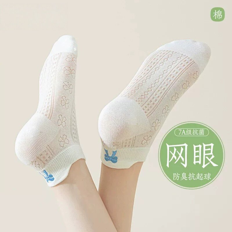 夏季女纯棉防臭透气蝴蝶结船袜