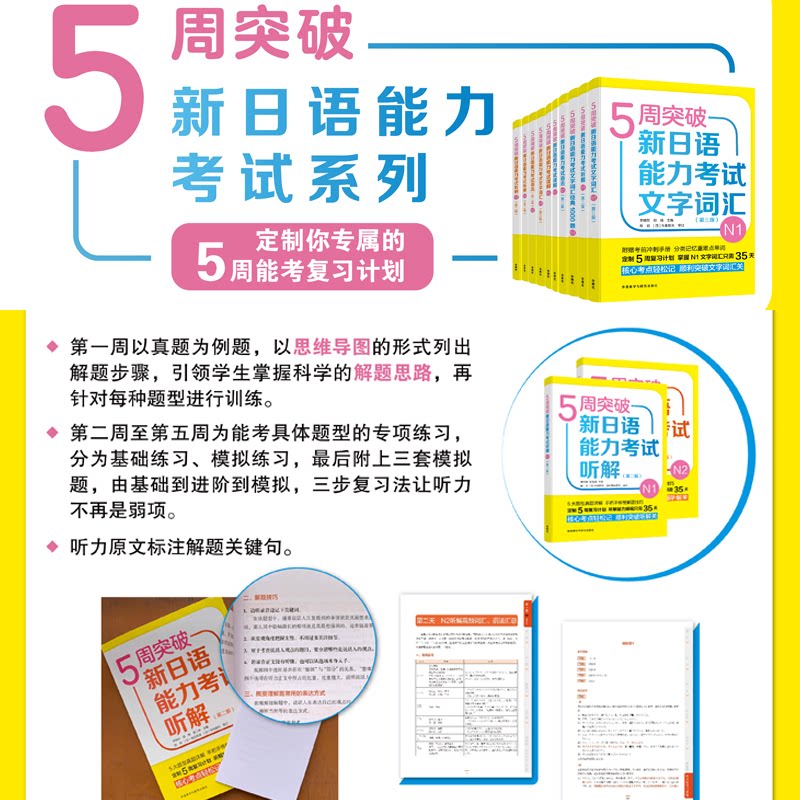 5周突破新日语能力听解N1(第2版) 日语一级听解 5周备考计划 真题训练解析 技巧方法指导 高频考点总结 9787521313703