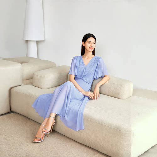 【柳哥严选】夏季气质百搭重工方领收腰显瘦连衣裙AF0223382245