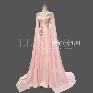 恋好演出服新款 显瘦礼服舞台表演艺考声乐演出服美声演奏 粉色水袖