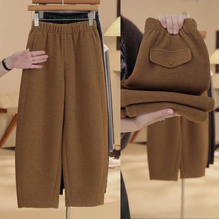 高腰弯刀裤女裤新款2025爆款时尚气质加绒休闲裤羊毛阔腿香蕉裤子