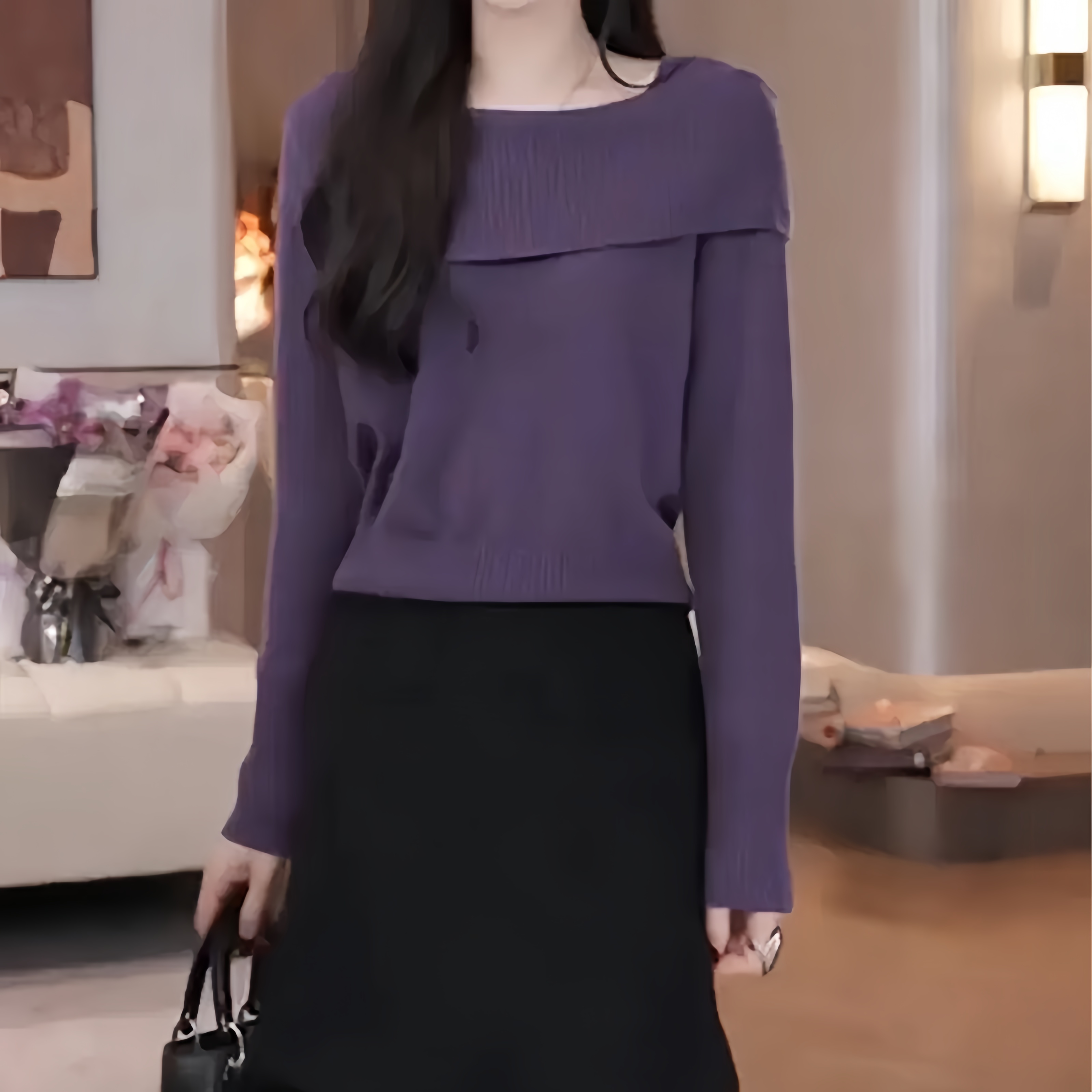 紫色毛衣女2025新款可外穿针织衫