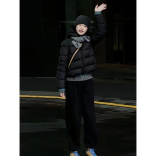 韩系高级感连帽短款棉服女款冬季2025新款黑色加厚保暖百搭外套女