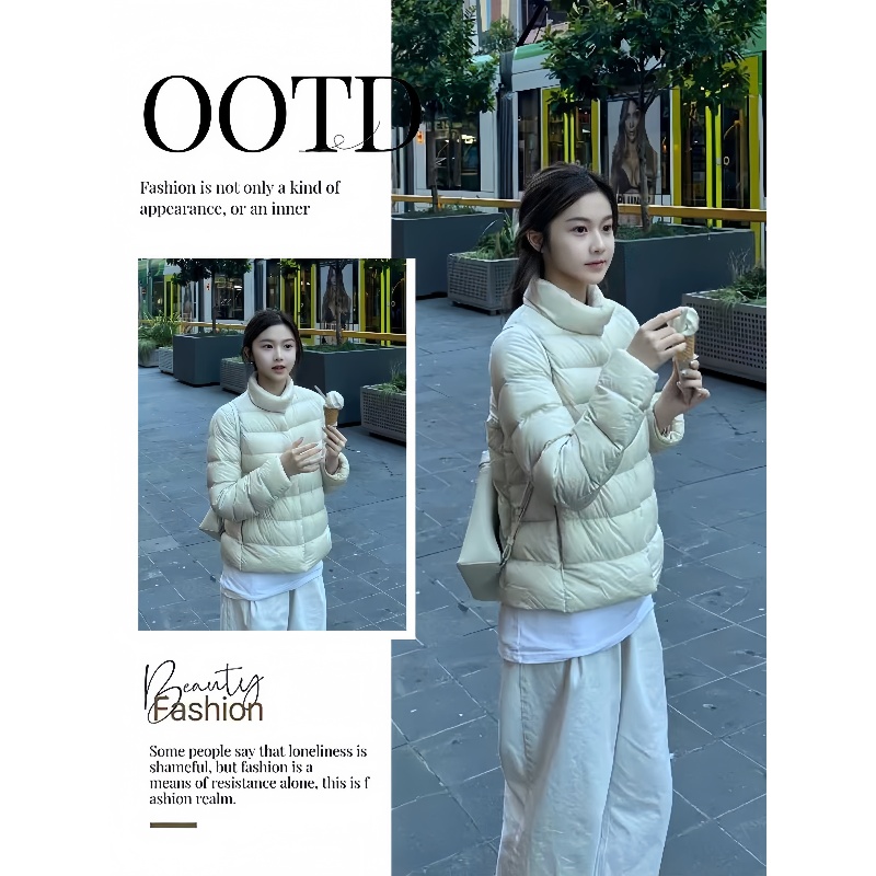 韩系超好看小个子短款棉服外套女
