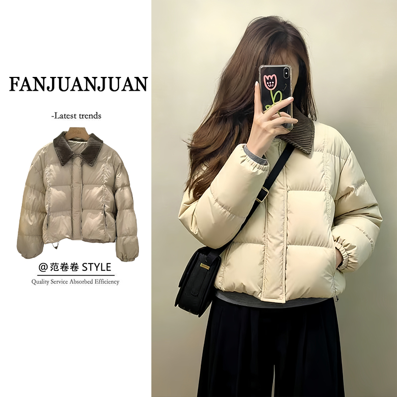 2025巨好看的翻领棉服短款女冬小个子洋气独特别致小棉袄厚外套女