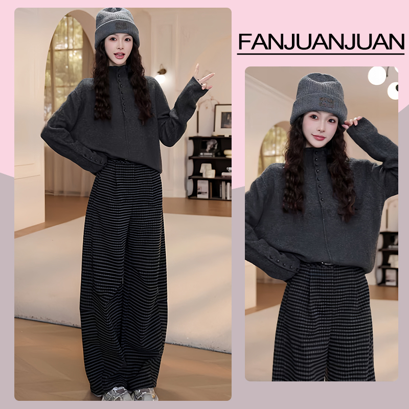 灰色半高领毛衣女秋冬新款