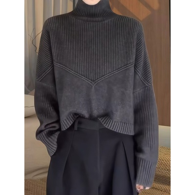 高级感软糯长袖显瘦遮肉针织衫女