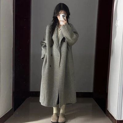 羽绒服内胆双面绒毛呢大衣女中长款秋冬韩系气质小个子加厚外套潮