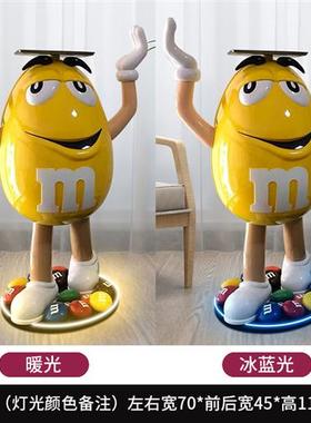 卡通豆人玻璃钢雕塑客厅电视柜商场店铺橱窗装饰发光网红摆件