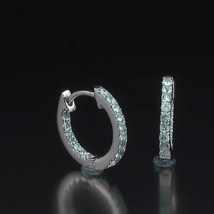 18K白金绿色钻石耳环2026新款 满钻耳扣进口海蓝宝耳饰