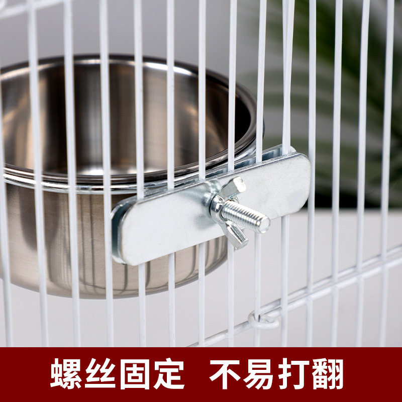 鹦鹉不锈钢食杯带杯架食碗食盒虎皮牡丹玄凤喂食器下料器带夹子