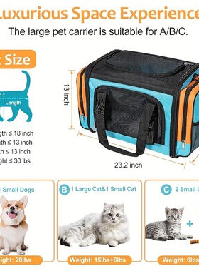 Portable Cat Travel Crate 35lbs Portable Collapsible Soft