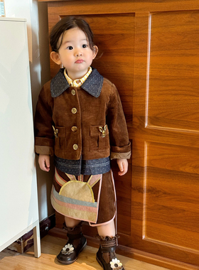 【happyfirst楽一】秋日私语复古拼接灯芯绒套装