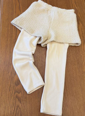 【Happy first】小众女童百搭羊羔毛假两件加绒打底裤保暖长裤