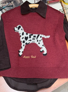 【Happy first】冬季复古儿童夏洛克小狗小众设计亲子毛衣背心