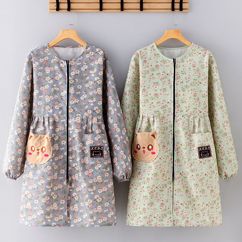 新款长袖帆布围裙女家用厨房做饭防污上班可爱时尚大人罩衣工作服,家庭/个人清洁工具,围裙,淘宝优惠券,粉丝福利购,淘宝优惠卷