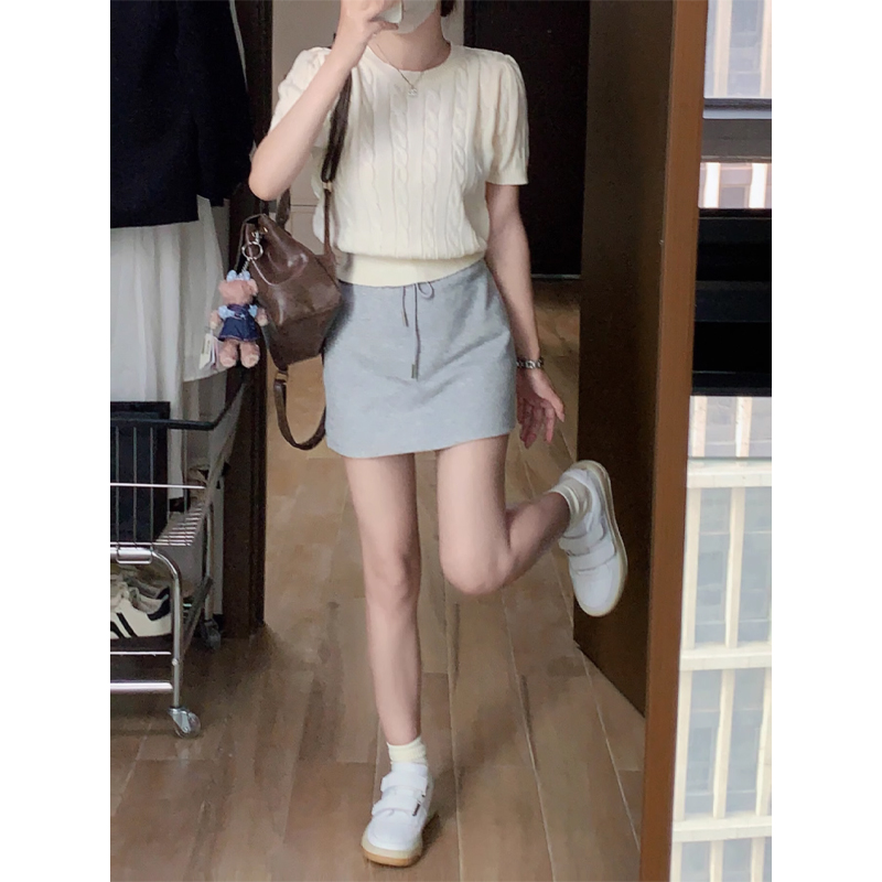 孕妇半身裙抽绳运动短裙夏季薄款