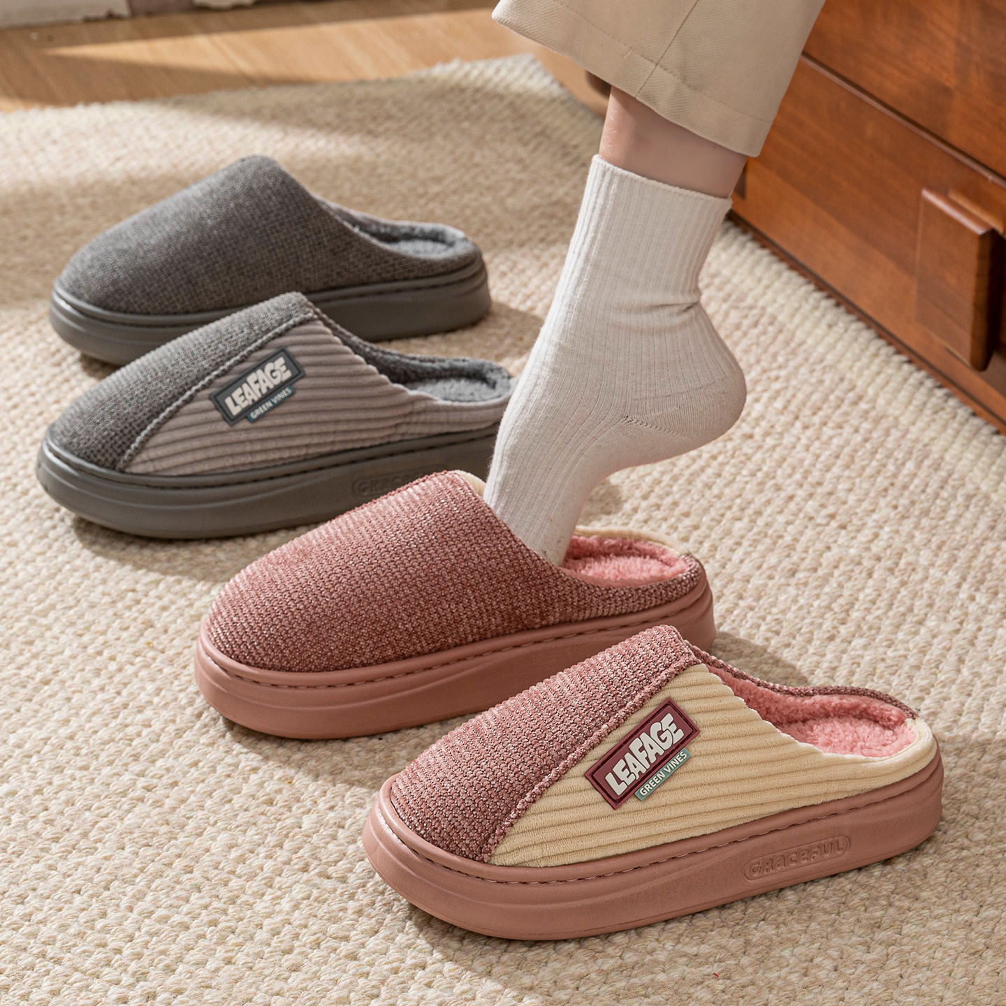 棉拖鞋女冬季2025新款家居情侣