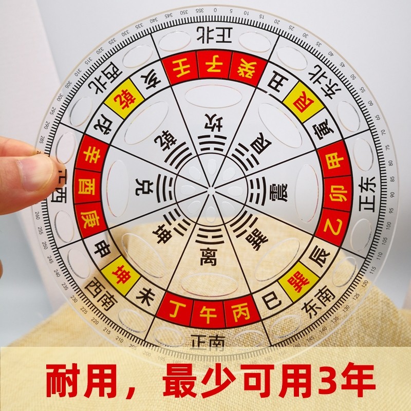 立极尺透明24山高精度加厚红绿色方形圆形二十四山七十二局综合盘