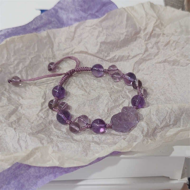 天然紫水晶貔貅编绳手链女t款小众设计感轻奢闺蜜女友礼物串珠手,饰品/流行首饰/时尚饰品新,手饰/手串,淘宝优惠券,粉丝福利购,淘宝优惠卷