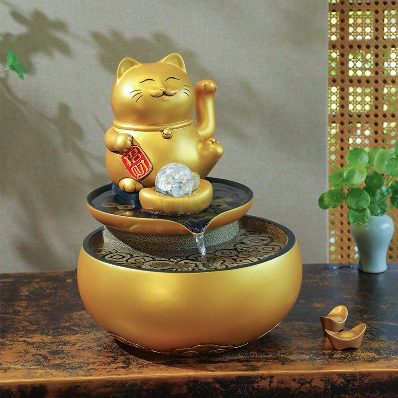 汉韵堂招财猫循环流水摆件客厅前台桌面装饰店铺开业乔迁新居礼品,家居饰品,流水摆件,淘宝优惠券,粉丝福利购,淘宝优惠卷