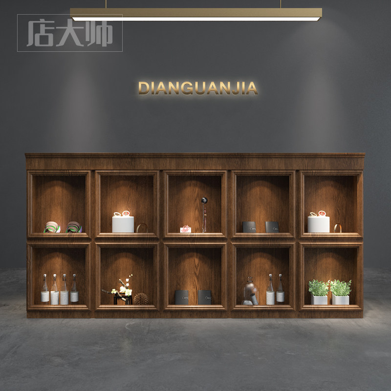 简约现代饰品店收银台桌复古吧台柜展柜公司办公T前台养生馆接待
